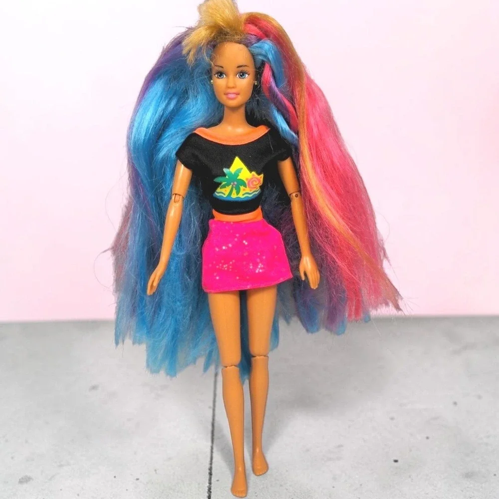 VTG 1991 Mattel Totally Hair Barbie Doll Multi-Color Neon Long Hair 90s Toy